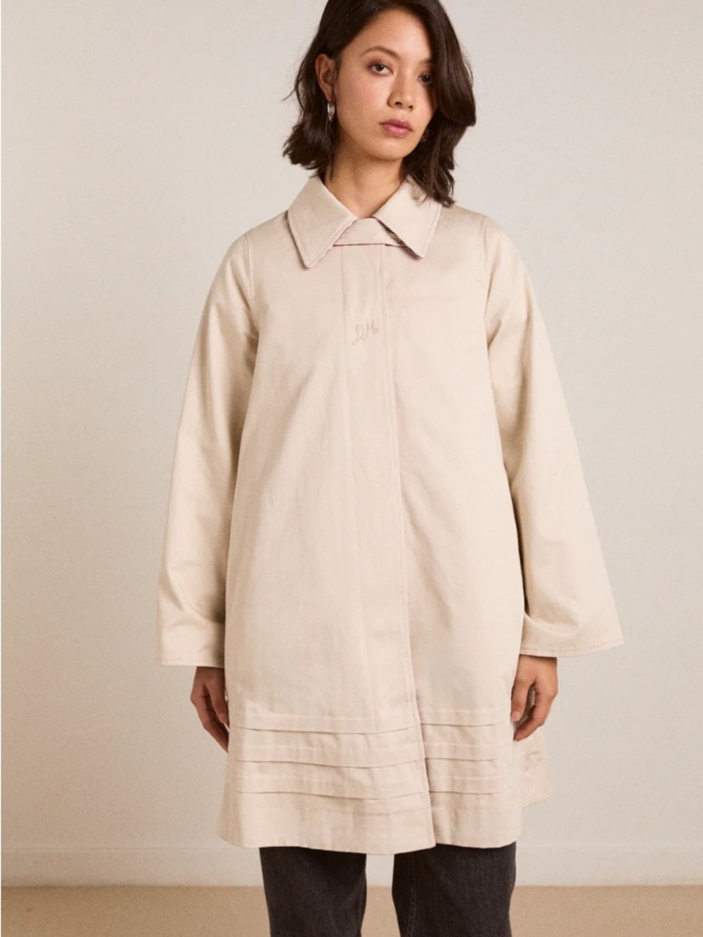 Mercedes Bow Reversible Trench - Gingham & Ecru